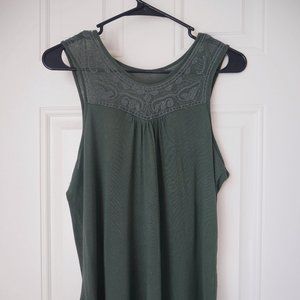 Olive Green Tank with Mesh Detailing